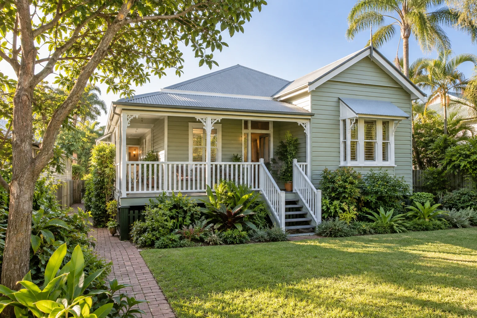 Queenslander home surrounded by an established garden
