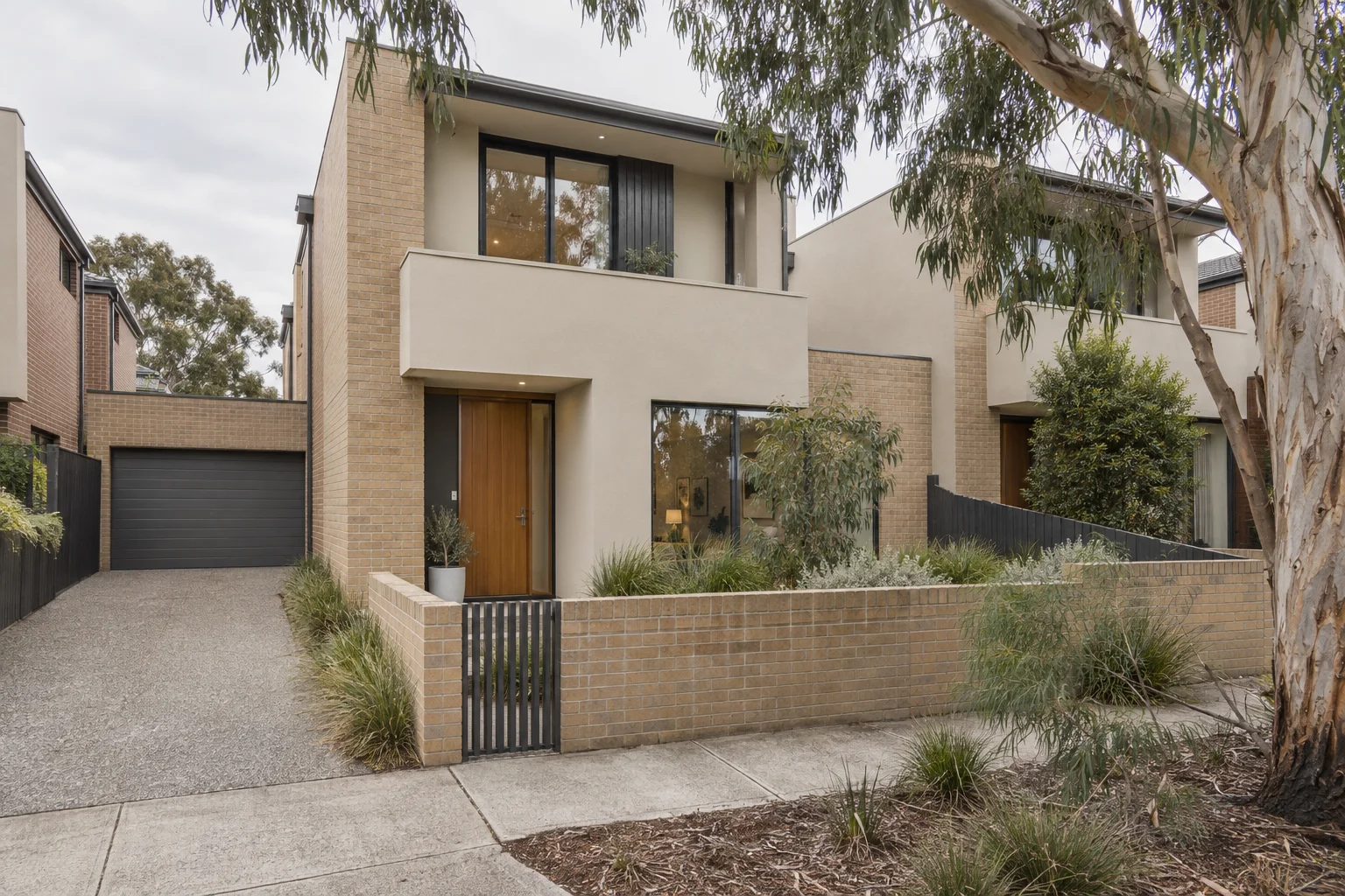 Townhouse exterior illustration — synthetic property